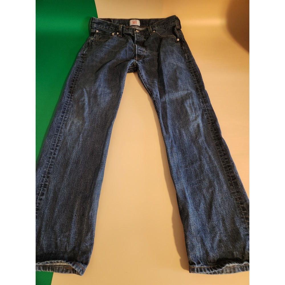 Levi's 501 Original Fit Jeans Mens 36x34 Dark Wash Blue Straight Leg Button Fly